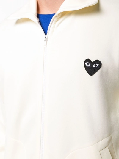 Shop Comme Des Garçons Play Heart Logo Track Jacket In Neutrals