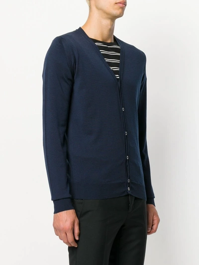 Shop John Smedley V-neck Cardigan In Blue