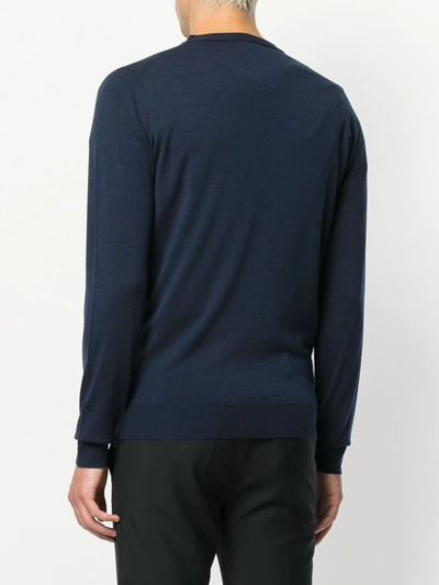 Shop John Smedley V-neck Cardigan In Blue