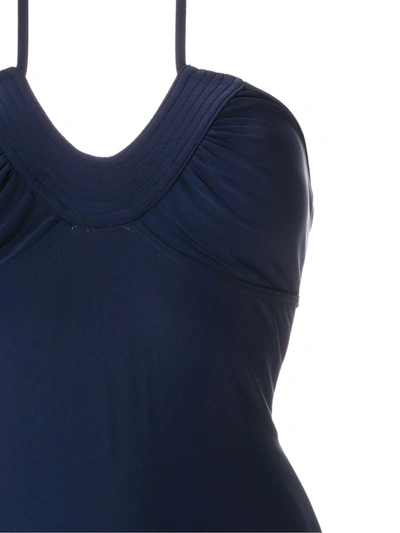 Amir Slama Gathered Open Back One Piece In Blue