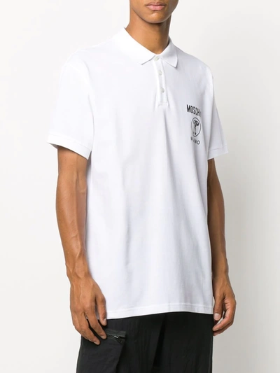 Shop Moschino Double Question Mark Short-sleeve Polo Shirt In White