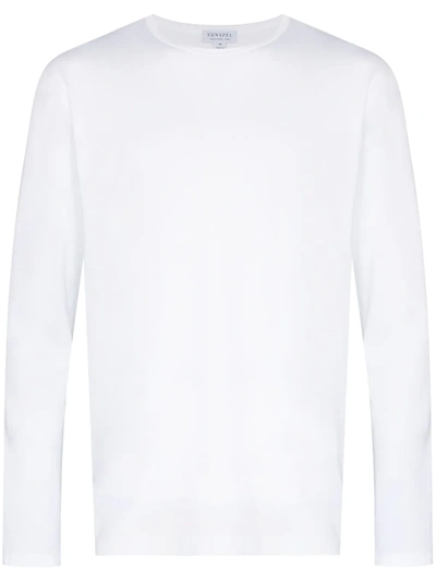 Shop Sunspel Long-sleeve Top In White