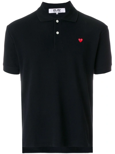 Shop Comme Des Garçons Play Heart Polo Shirt In Black