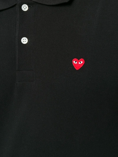 Shop Comme Des Garçons Play Heart Polo Shirt In Black
