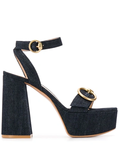 Shop Gianvito Rossi Zandra Denim Sandals In Blue