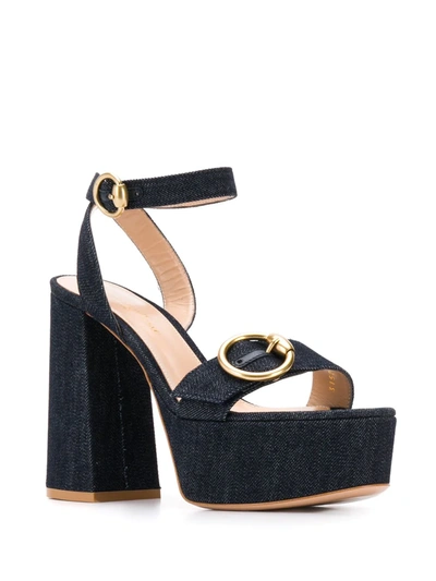 Shop Gianvito Rossi Zandra Denim Sandals In Blue