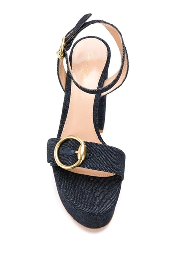 Shop Gianvito Rossi Zandra Denim Sandals In Blue