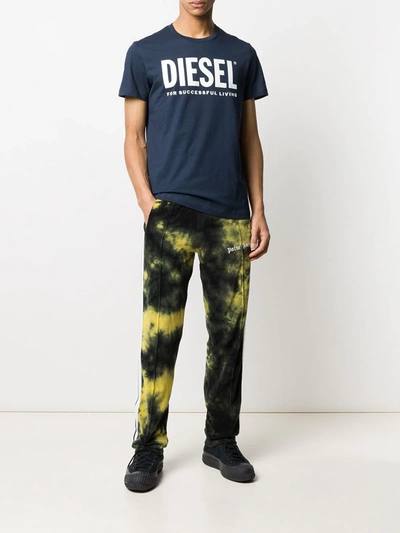 Shop Diesel Logo Print Crew Neck T-shirt In Blue
