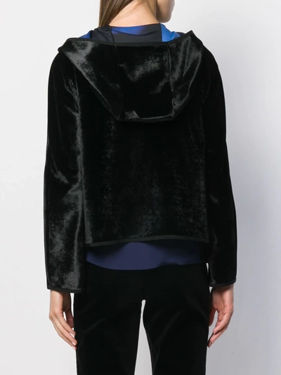 Shop Giorgio Armani Draped Collar Velvet Jacket In Black