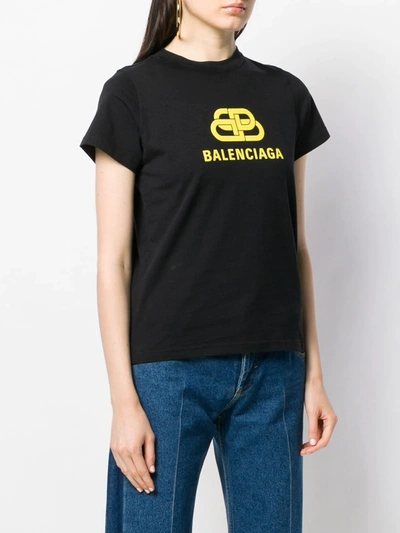 Shop Balenciaga Bb Logo Print T-shirt In Black