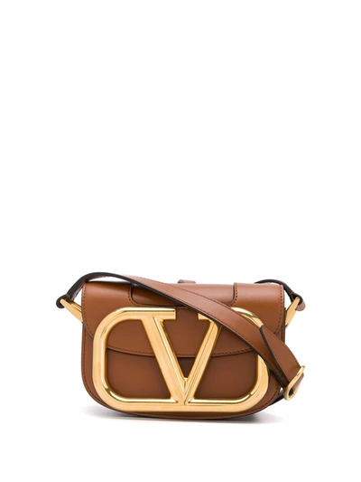 Shop Valentino Small Supervee Crossbody Bag In Brown