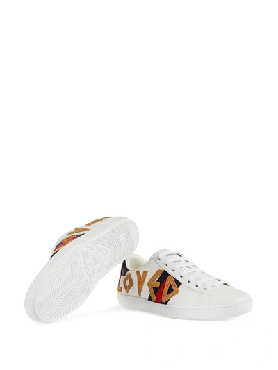 Shop Gucci Ace Embroidered Sneakers In White