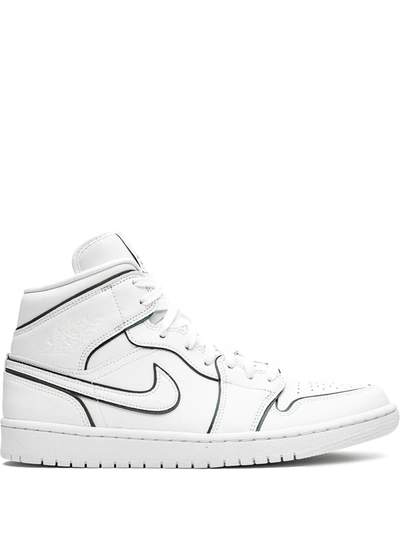 Shop Jordan Air  1 Mid "iridescent Outline" Sneakers In White