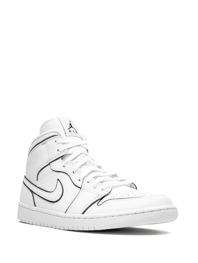 Shop Jordan Air  1 Mid "iridescent Outline" Sneakers In White