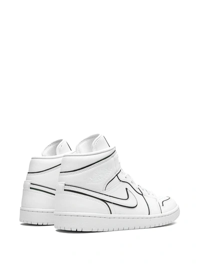 Shop Jordan Air  1 Mid "iridescent Outline" Sneakers In White