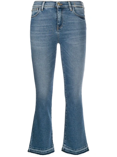 Shop Twinset Raw-hem Cropped Jeans In Blue