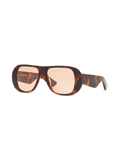 Shop Alexa Chung X Sunglass Hut Curved Frames Sunglasses In Brown