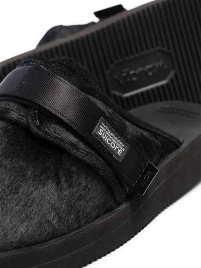 Shop Suicoke Zavo Textured Slippers In Black