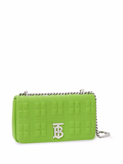 Shop Burberry Small Lola Quilted Shoulder Bag In Green
