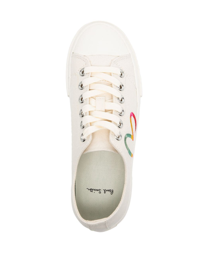 Shop Paul Smith Kinsey Heart-embroidered Low-top Sneakers In White