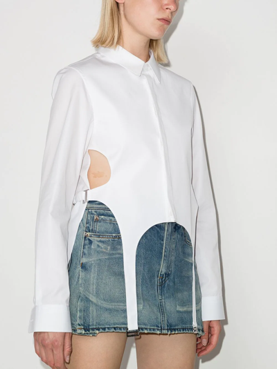 Shop Dion Lee Cutout Buckle-embellished Shirt In Weiss