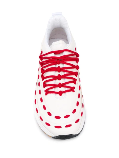 Shop Bottega Veneta Contrast Lace Sneakers In White