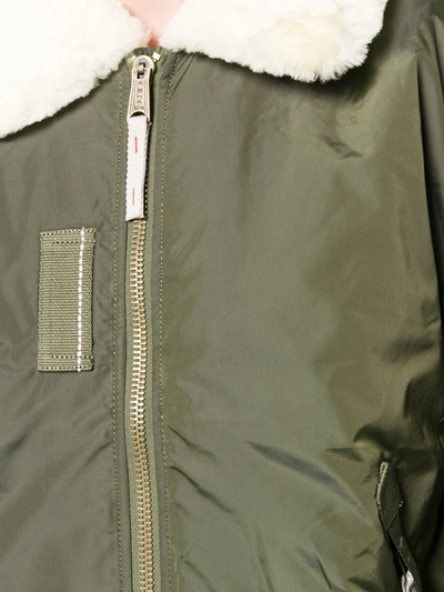 Alpha Industries Shearling Bomber Jacket In Green