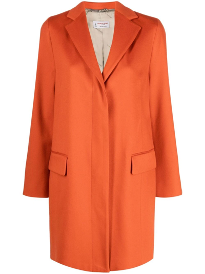 Shop Alberto Biani Buttoned Up Wool Coat In Orange