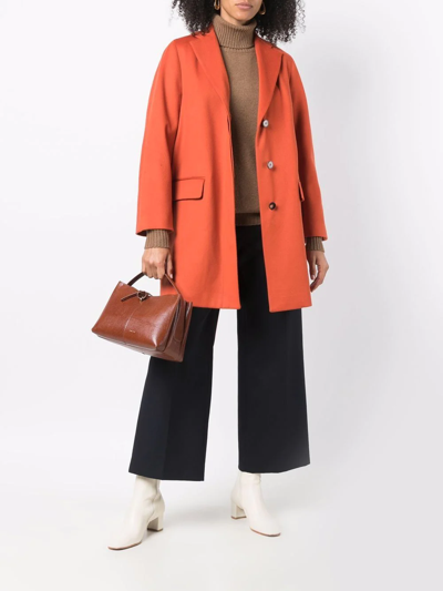 Shop Alberto Biani Buttoned Up Wool Coat In Orange