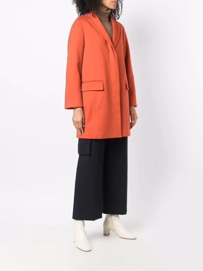 Shop Alberto Biani Buttoned Up Wool Coat In Orange