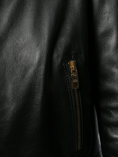 Shop Dolce & Gabbana Cropped Lambskin Leather Jacket In Black