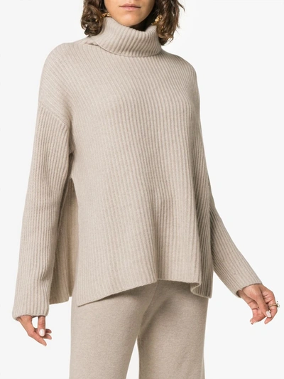 Shop Le Kasha Lisbon Cashmere Roll Neck Jumper In Neutrals