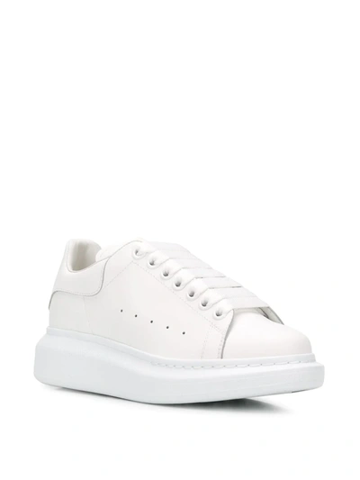 Alexander Mcqueen Leather Exaggerated-sole Sneakers In White