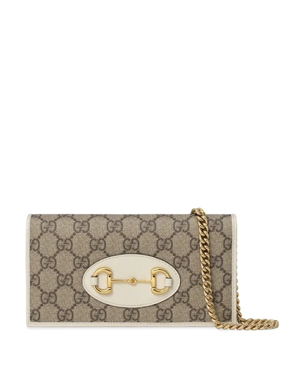 Shop Gucci Horsebit 1955 Wallet-on-chain In Neutrals