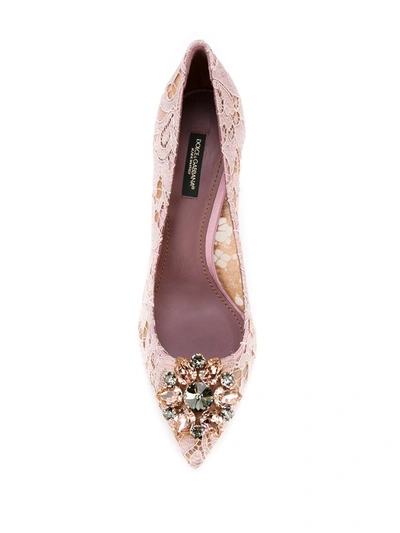 Shop Dolce & Gabbana Rainbow Lace 90mm Brooch-detail Pumps In Pink