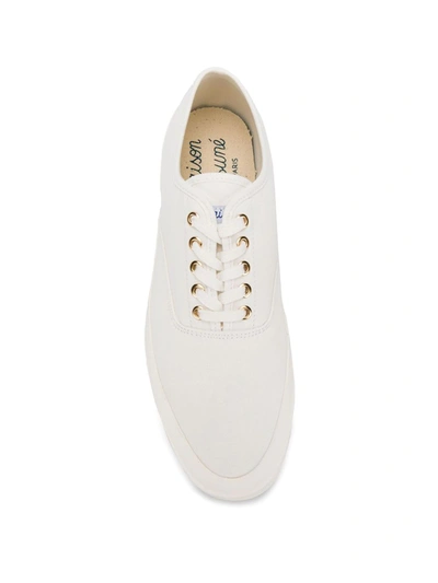 Shop Maison Kitsuné Flat Lace-up Sneakers In White