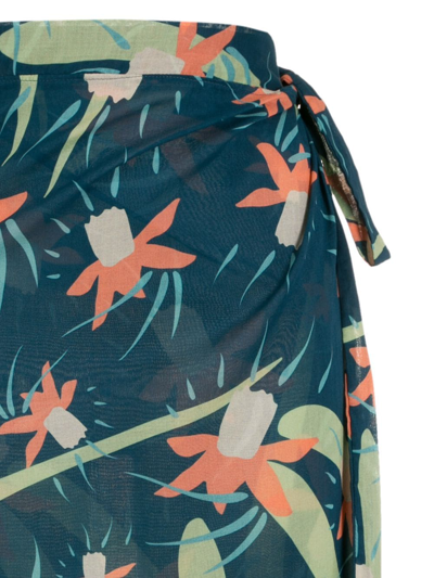 Shop Brigitte Floral-print Wrap Skirt In Blue