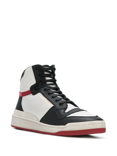 Shop Saint Laurent Sl24 Panelled High-top Sneakers In White