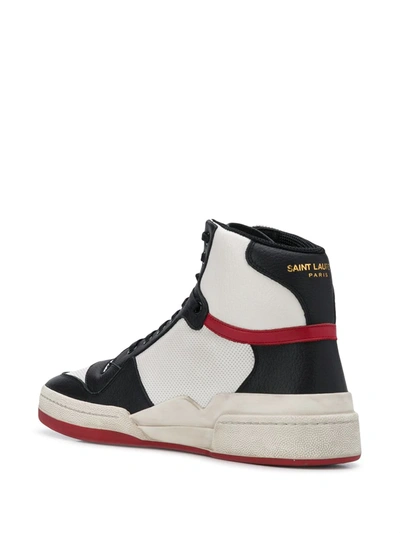 Shop Saint Laurent Sl24 Panelled High-top Sneakers In White
