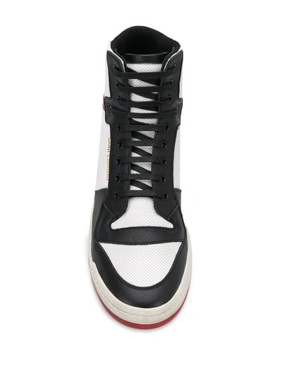 Shop Saint Laurent Sl24 Panelled High-top Sneakers In White