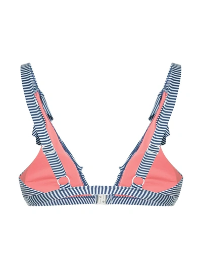 Duskii Ruffled Striped Triangle Bikini Top In Multicolour