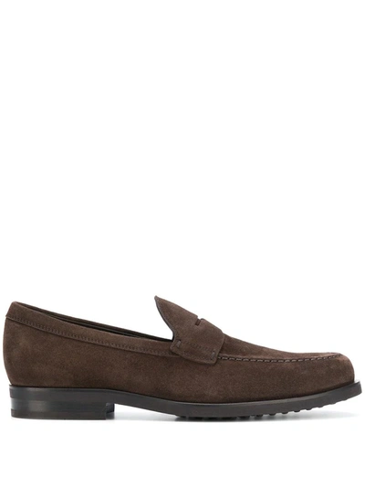 Shop Tod's Penny Loafers In Brown