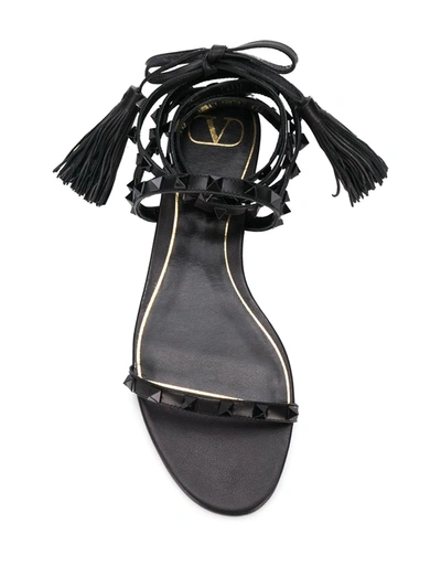 Shop Valentino Rockstud Flair Sandals In Black