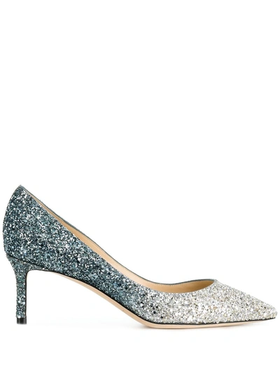 Shop Jimmy Choo Romy 60 Glitter Pumps In Metallic ,blue