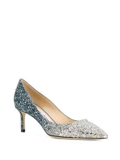 Shop Jimmy Choo Romy 60 Glitter Pumps In Metallic ,blue