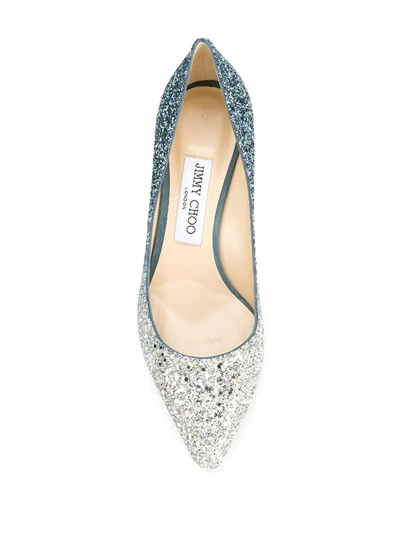 Shop Jimmy Choo Romy 60 Glitter Pumps In Metallic ,blue