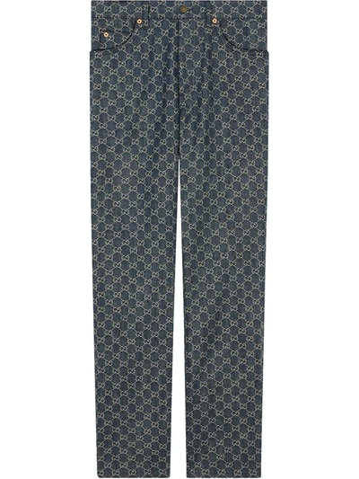 Shop Gucci Gg Denim Trousers In Blue