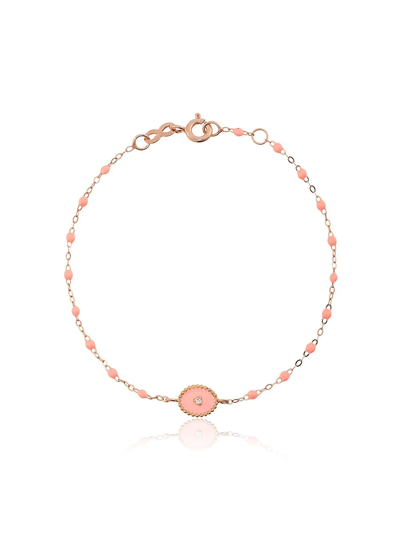 Gigi Clozeau 18kt Rose Gold Classic Gigi North Star Salmon Pink And Diamond Beaded Bracelet In Pink