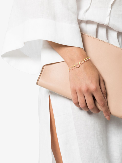 Shop Gigi Clozeau 18kt Rose Gold Classic Gigi North Star Salmon Pink And Diamond Beaded Bracelet