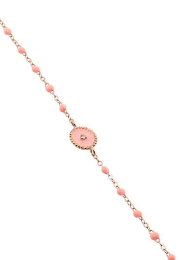 Gigi Clozeau 18kt Rose Gold Classic Gigi North Star Salmon Pink And Diamond Beaded Bracelet In Pink